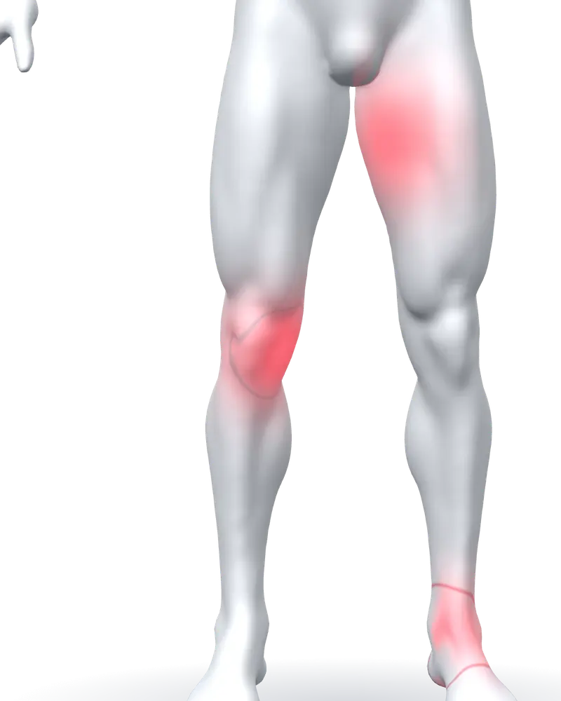 Right knee highlighted in red